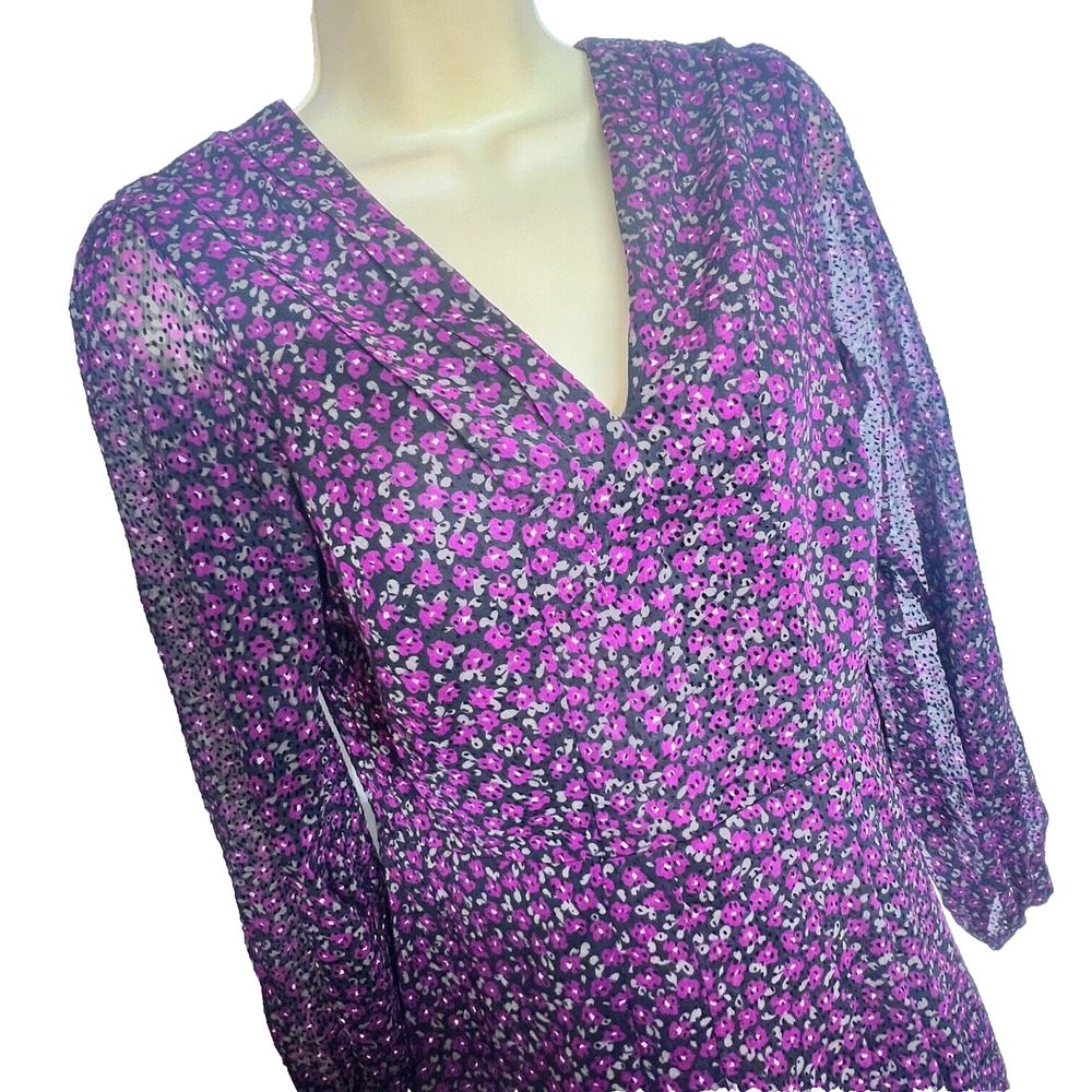 Tommy Hilfiger Pink and Black Chiffon Dress Womens Size 4 Microfloral flocked
